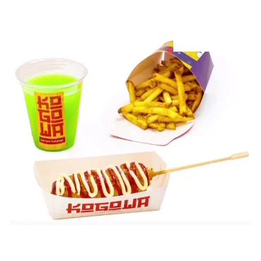 Hotdog, Cheese, Fries & Slush